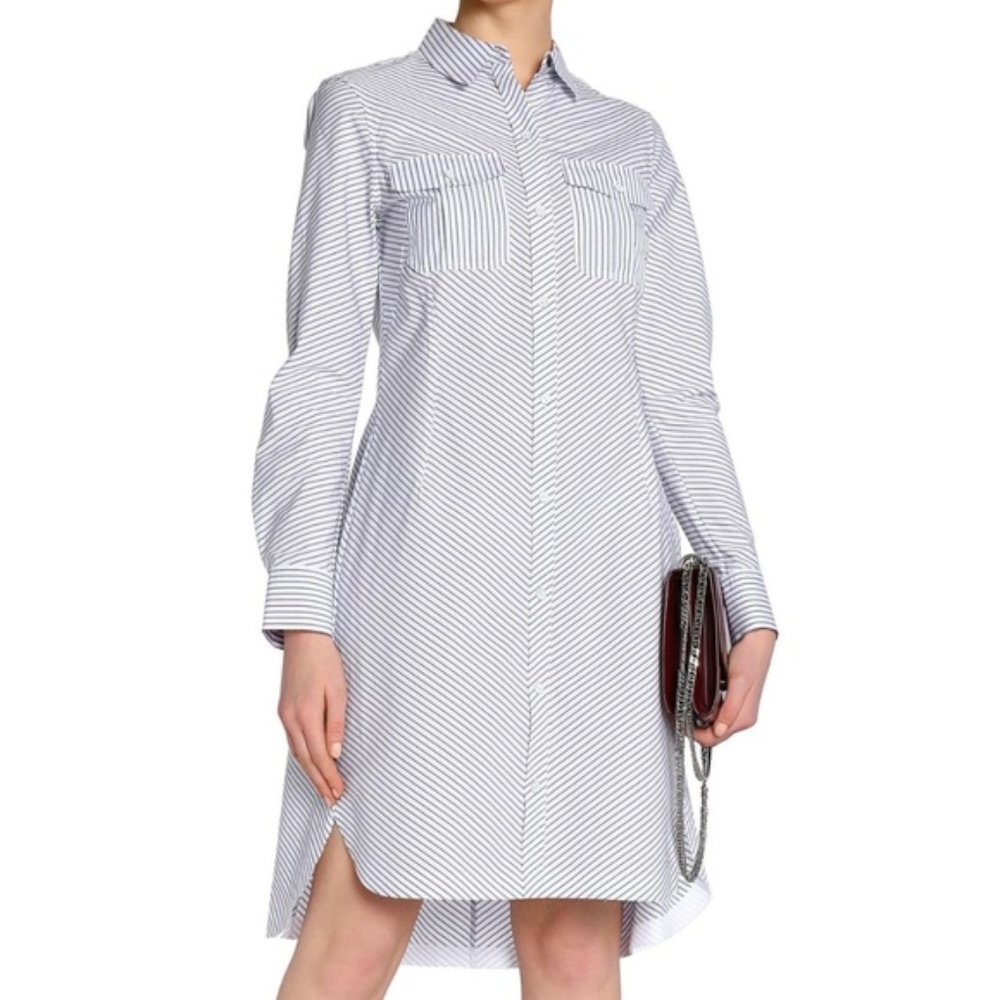 Rag & Bone Striped Poplin Button Front Shirt Dress